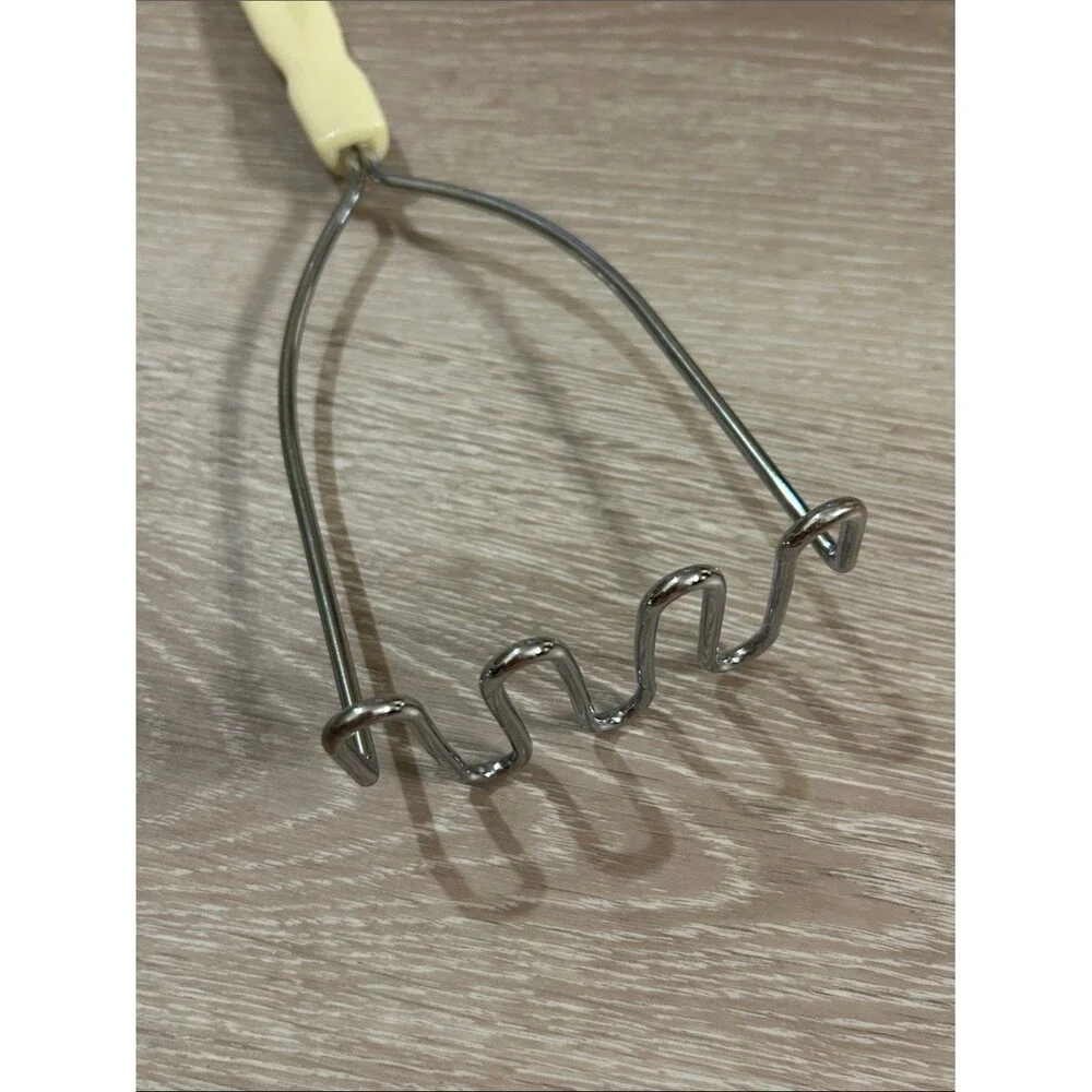 Vintage Cream Handle Stainless Steel Potato Masher - Unbranded